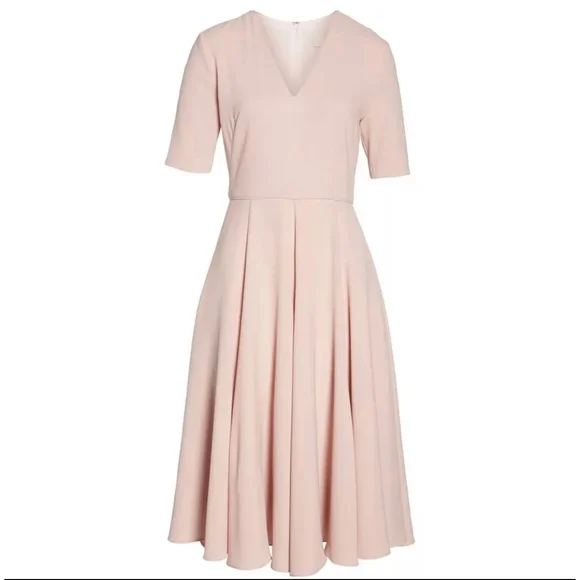 GAL MEETS GLAM Pink Fit And Flare Midi Dress
